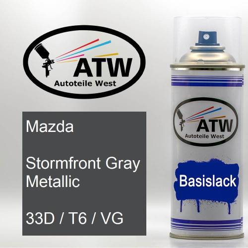 Mazda, Stormfront Gray Metallic, 33D / T6 / VG: 400ml Sprühdose, von ATW Autoteile West.